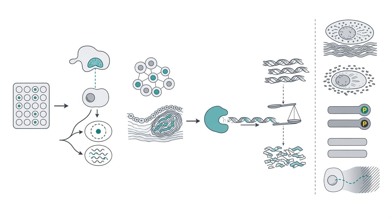 AI-generated editorial illustration: ADAMTS14 is a novel modulator of fibroblast mechanoactivation in pulmonary fibrosis.