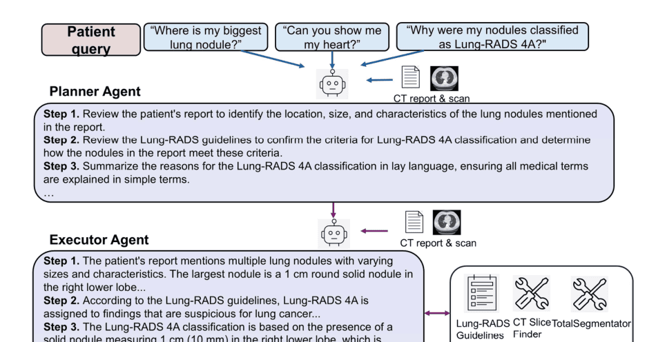Source-provided article image: Planner-Executor Style Multimodal Agentic System to Answer Patient Questions in Lung Cancer Screening CT