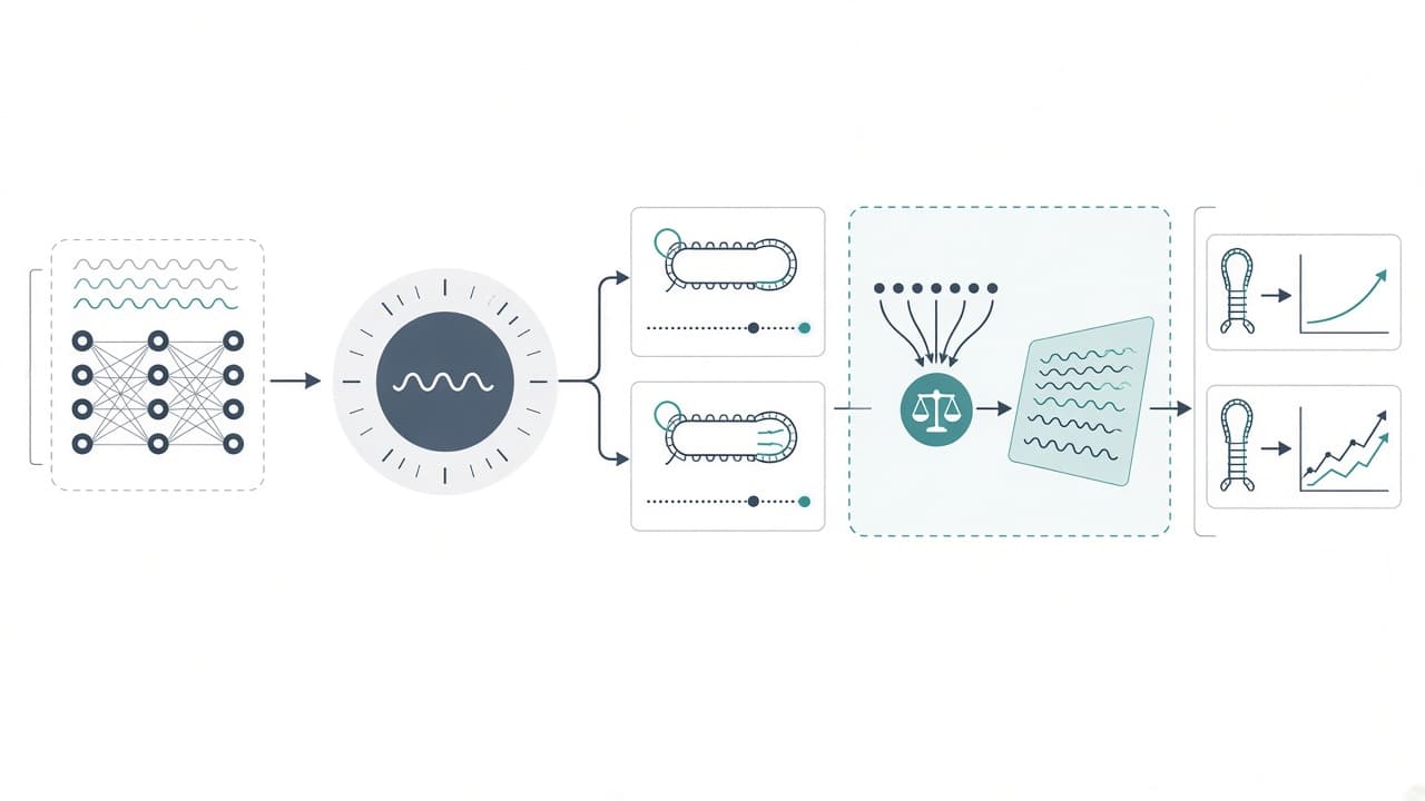 AI-generated editorial illustration: RNASeek: A Cross-Phyla Generative Foundation Model for Multipurpose RNA Modeling and Reinforcement Learning-Based Design