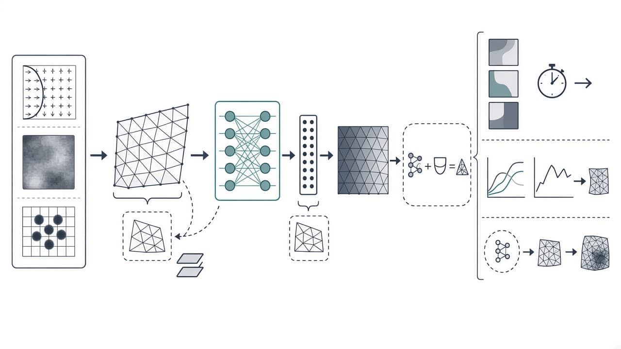 AI-generated editorial illustration: Learning Nonlinear Finite Element Solution Operators Using Multilayer Perceptrons and Energy Minimization
