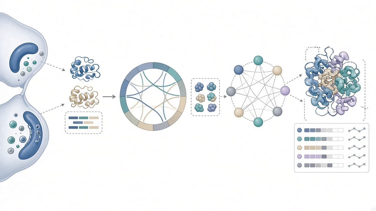 AI-generated editorial illustration: AlphaBridge: Tools for the analysis of predicted biomolecular complexes.