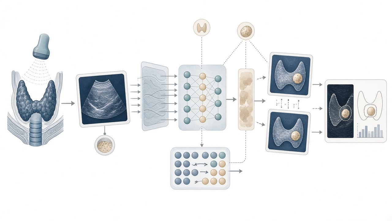 AI-generated editorial illustration: LOCUS-Diff: Location-Controlled Thyroid Ultrasound Synthesis for Advancing Nodule Detection.