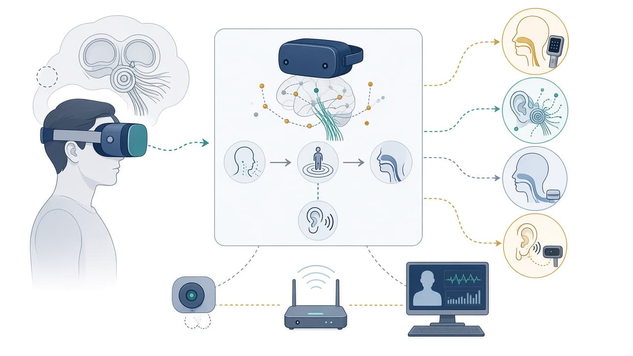 AI-generated editorial illustration: Virtual Reality Technology in Otolaryngology Patient Care Management: A Narrative Review of Current Evidence and Future Prospects.