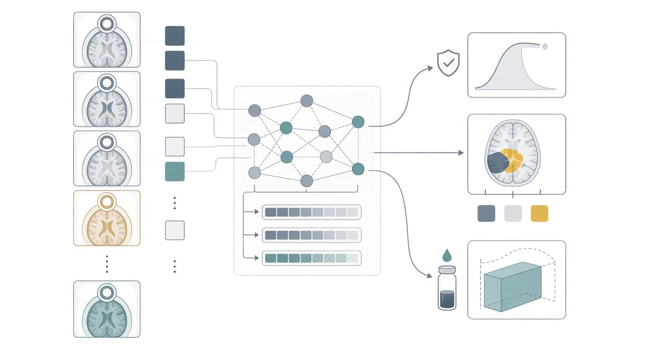 AI-generated editorial illustration: Ischemic Stroke Detection, Segmentation, and Volume Estimation using Multi-sequence MRI Data with Missing Sequences