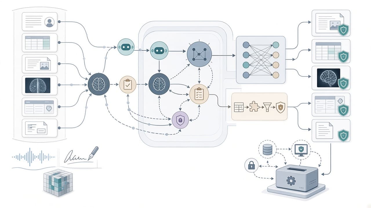 AI-generated editorial illustration: The Multimodal Anonymizer: a fully local multi-agent AI system for medical data deidentification