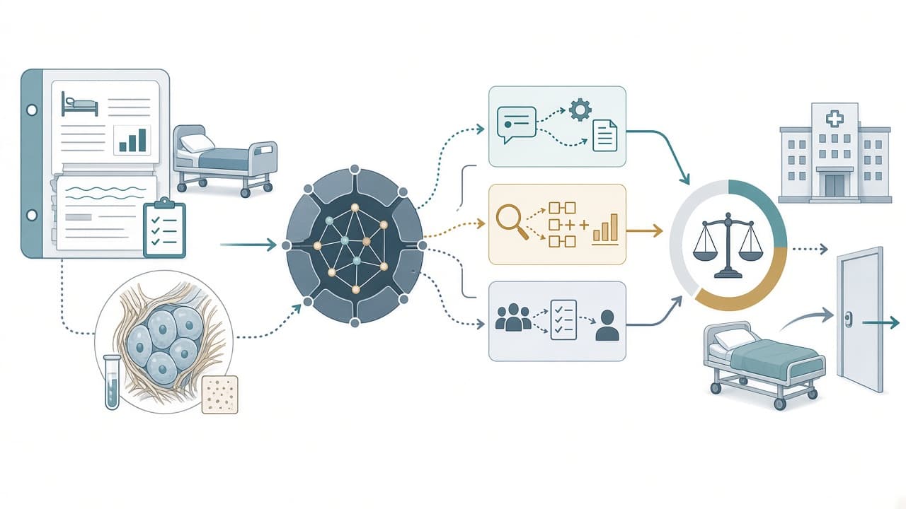 AI-generated editorial illustration: Optimizing Large Language Models for Hospital Discharge Prediction.