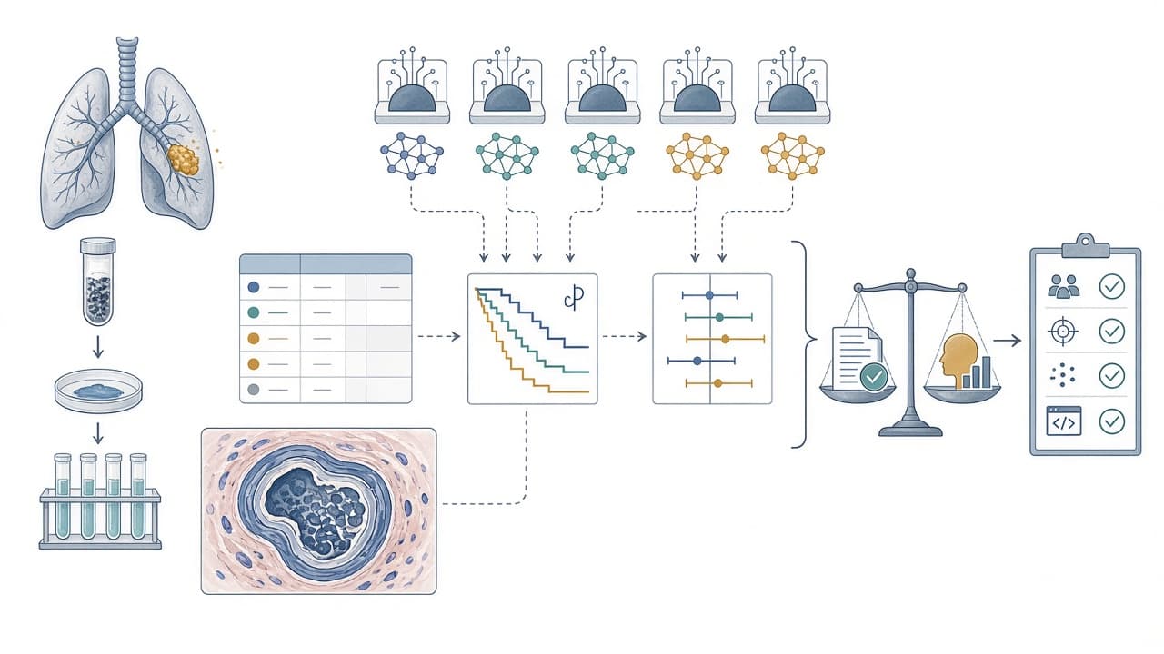 AI-generated editorial illustration: Benchmarking AI Vibe Coding for Clinical Statistical Analysis: A Structured Evaluation in Pulmonary Hypertension Research.