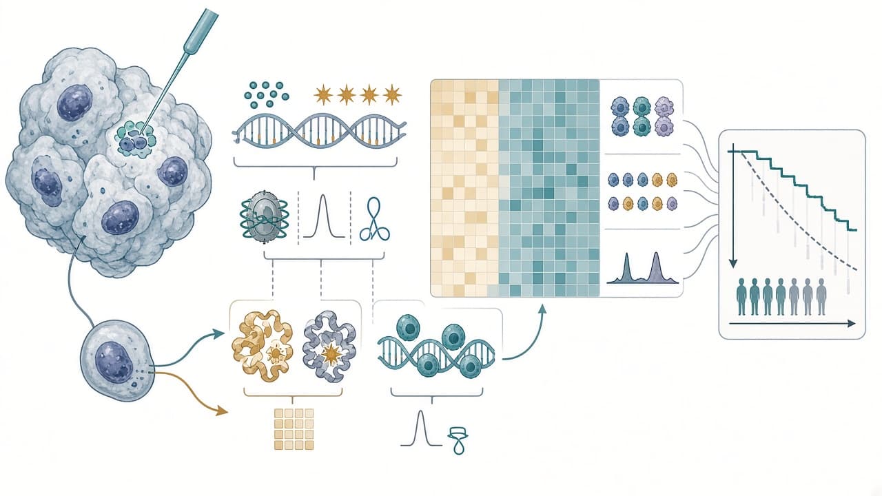 AI-generated editorial illustration: Genomic foundation model-derived disruption profiling links somatic mutations to cancer biology and clinical outcomes