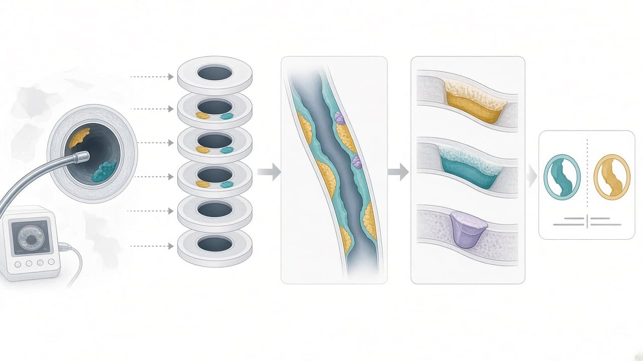 AI-generated editorial illustration: Real-World External Validation of Artificial Intelligence-Based Full-Vessel Segmentation for Intracoronary Optical Coherence Tomography.