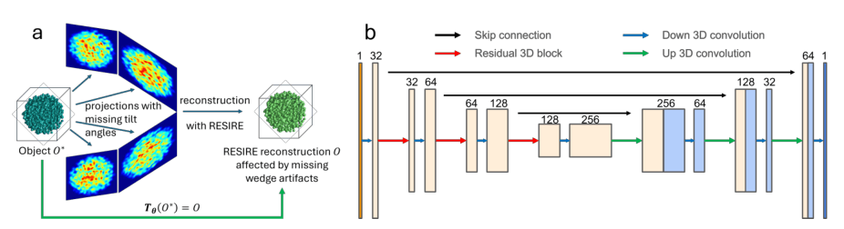 Source-provided article image: RESIRE-Net enables accurate 3D atomic structure determination from limited-angle electron tomography