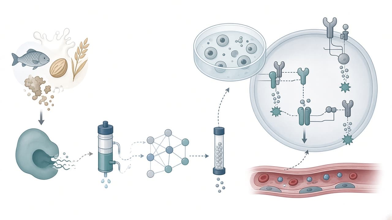 AI-generated editorial illustration: Food-Derived Antihypertensive Peptides: A Comprehensive Review of Preparation Strategies, Multitarget Mechanisms, and Machine Learning Advancements