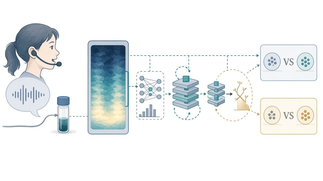 AI-generated editorial illustration: Artificial Intelligence-Based Hypernasality Diagnosis Using CAPS-A-AM Rated Speech Samples in Pediatric Velopharyngeal Dysfunction.