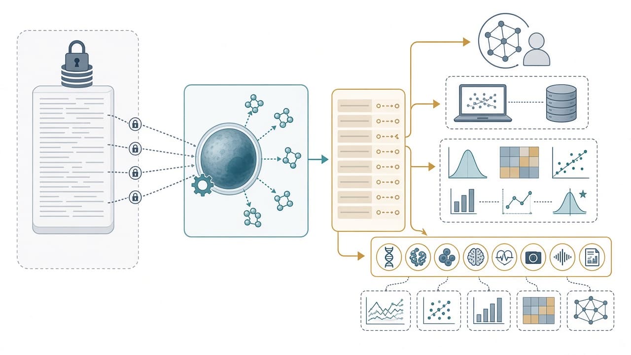 AI-generated editorial illustration: Unlocking Sensitive Data with SPHERE in the Age of AI