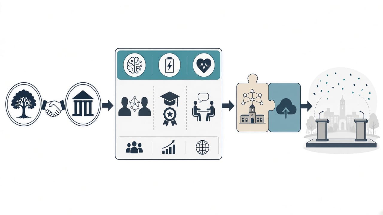 AI-generated editorial illustration: Amazon launches research initiative with Stanford University to advance AI and science