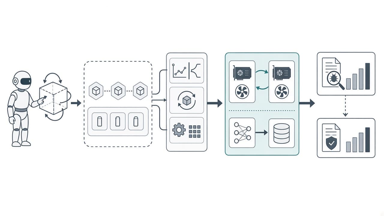 AI-generated editorial illustration: Agent Lightning v1.0: A 3,500-Line Lightweight Agentic RL Framework for Training Agents with Real Harnesses