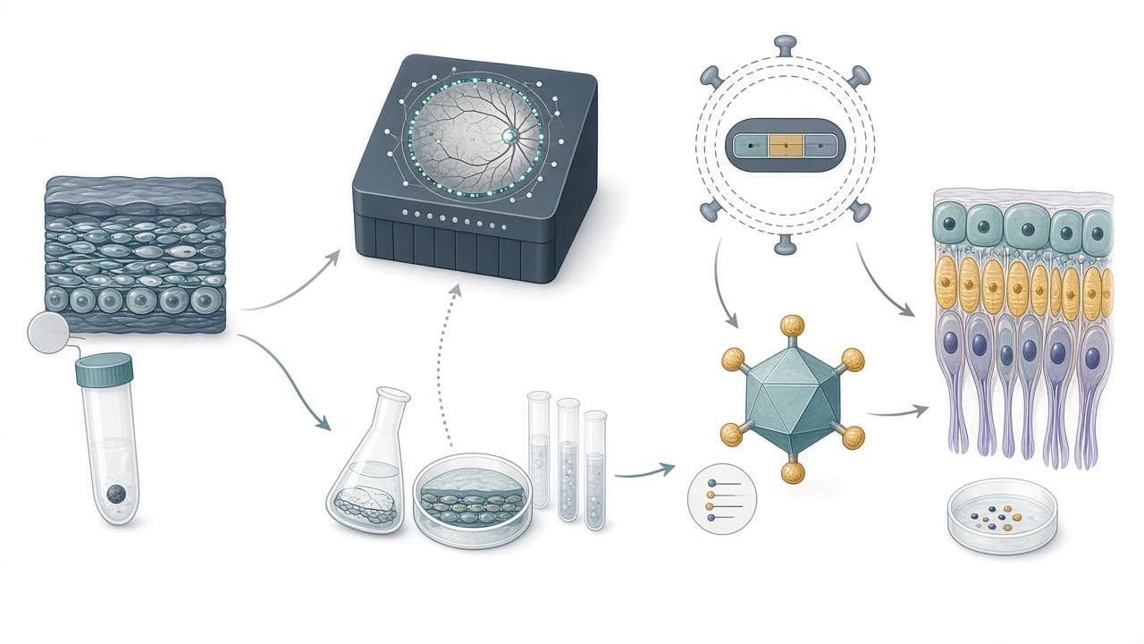 AI-generated editorial illustration: InsightRP2-An Interdisciplinary Approach Toward Therapy Development in RP2 -Associated Retinopathy.